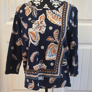 Alfred Dunner Petite L 3/4 Length Sleeve Top